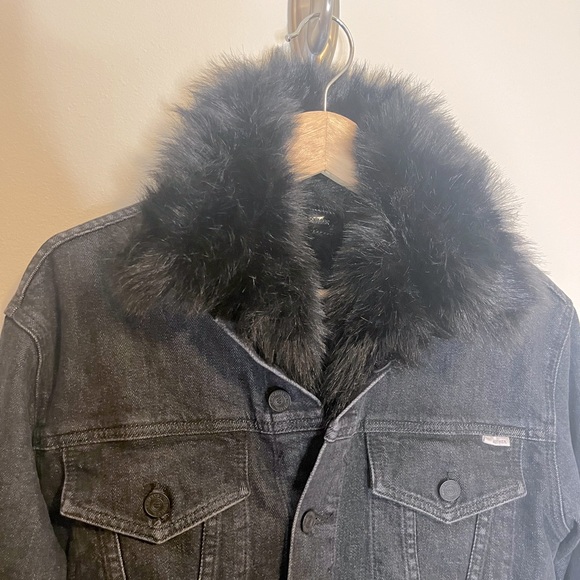 MOTHER The Furry Drifter Denim Faux Fur Jacket - Picture 6 of 14